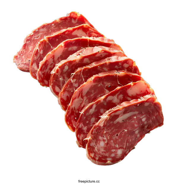 [Transparent Background PNG]Slices of tasty spicy salami