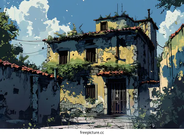 Old Stone Building with Greenery