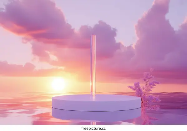 Pink Sunset Display Podium with Glass Cylinder