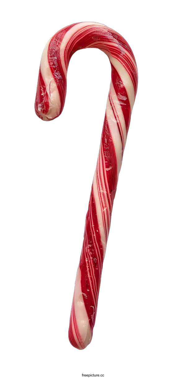 [Transparent Background PNG]Red and White Candy Cane Isolated on White Background