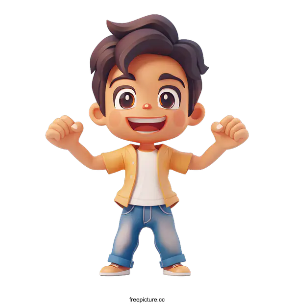 [Transparent Background PNG]Cheerful 3D cartoon boy character