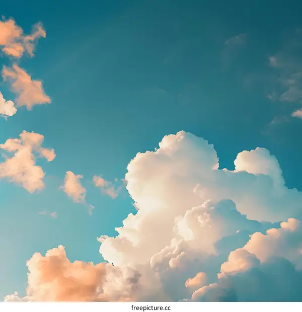 Beautiful White Fluffy Clouds Against a Blue Sky