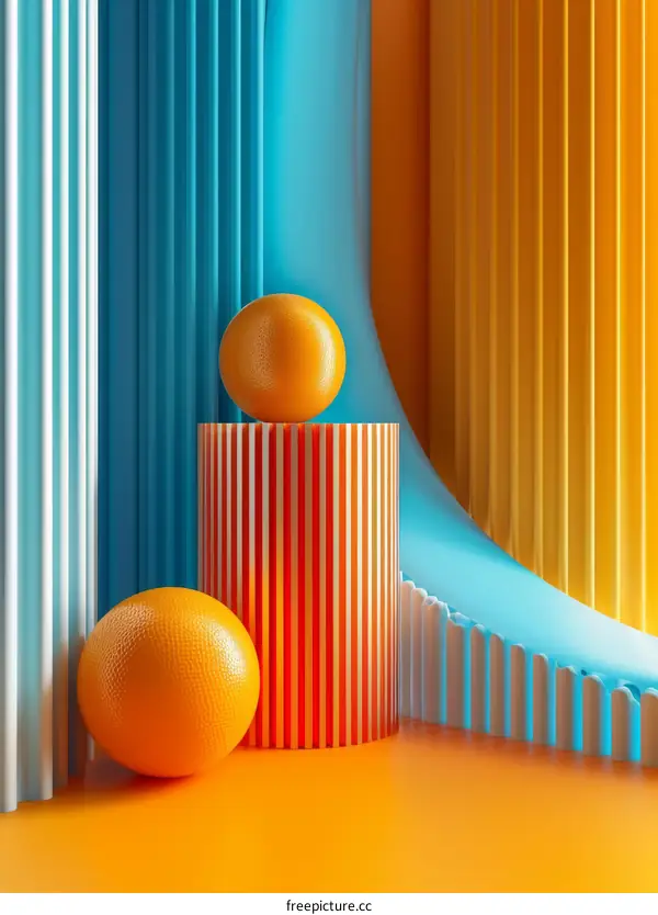 Abstract Geometric Orange Sphere Composition