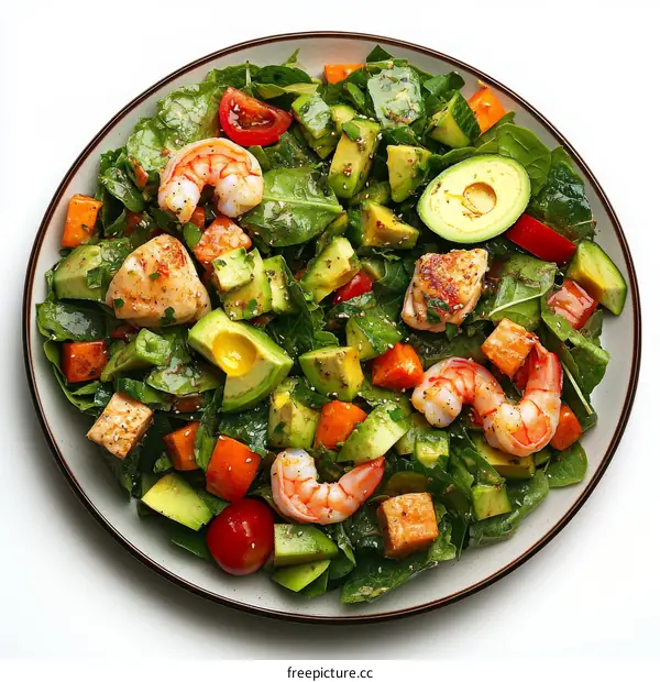 Delicious Mixed Green Salad with Shrimp and Chicken