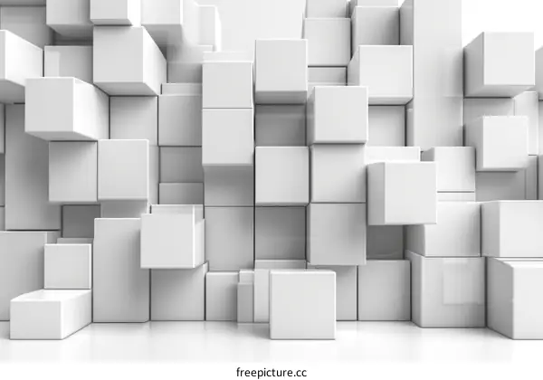 3D Illustration of Random White Cubes