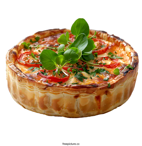 [Transparent Background PNG]Delicious Tomato and Cheese Quiche