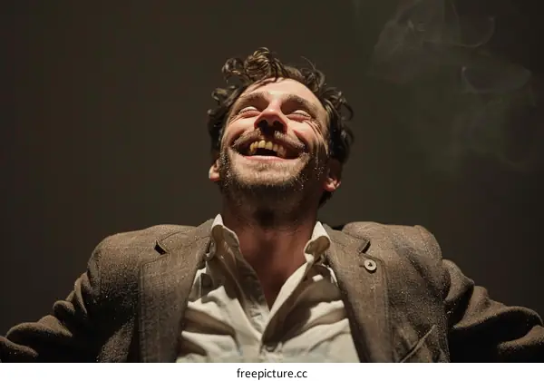 Smiling Caucasian Man in Vintage Style