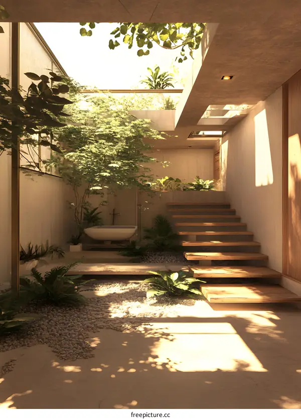 Minimalist Modern Architecture Interior Design With Tropical Garden