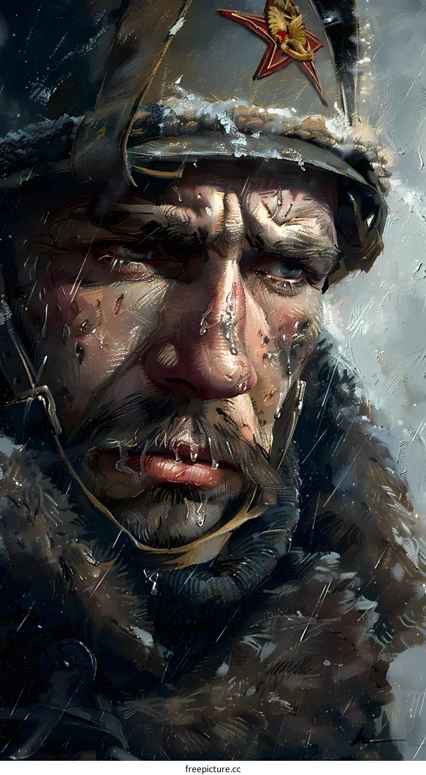 Portrait of a Soviet soldier during World War II