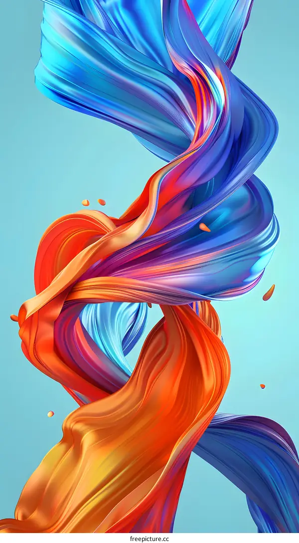 Abstract Swirling Blue and Orange 3D Rendered  Background