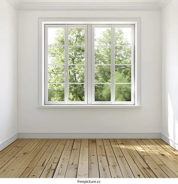 Empty Room with Window View of Trees
