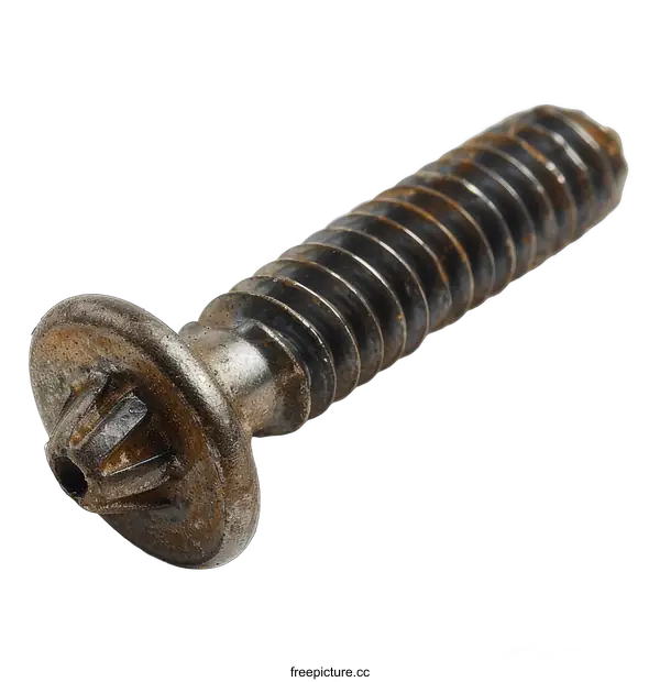[Transparent Background PNG]Old rusty screw on transparent background