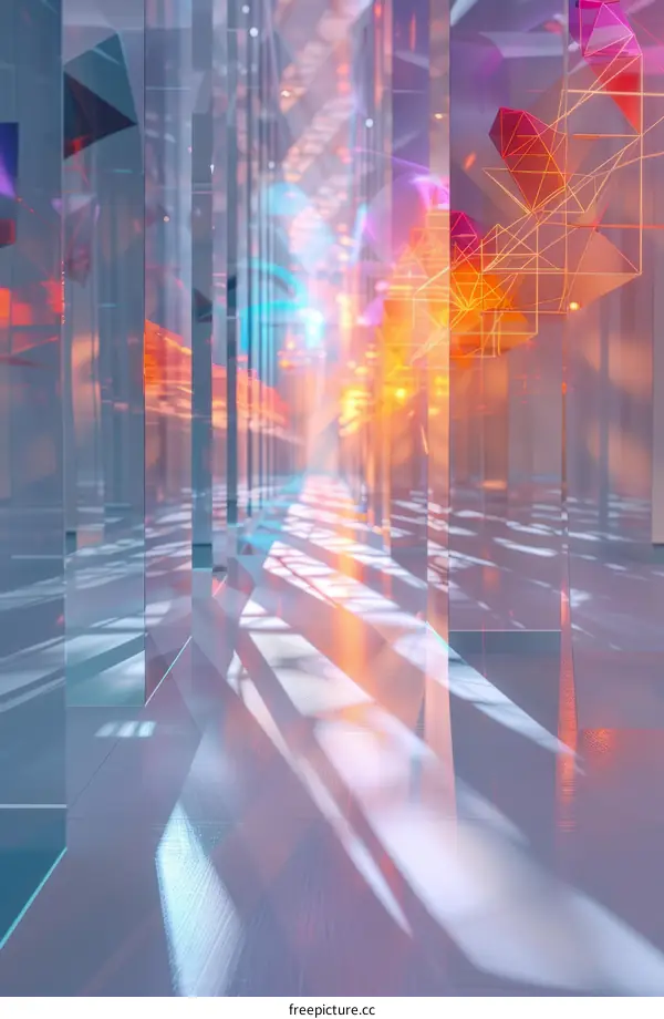 Geometric Shapes in an Art Installation Corridor