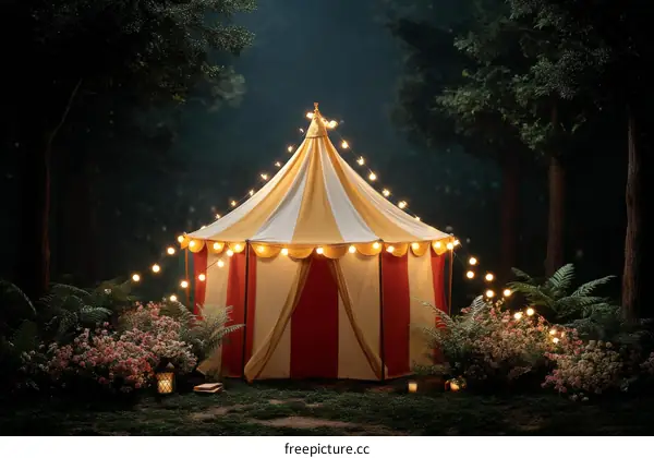 Vintage Circus Tent in a Dark Forest