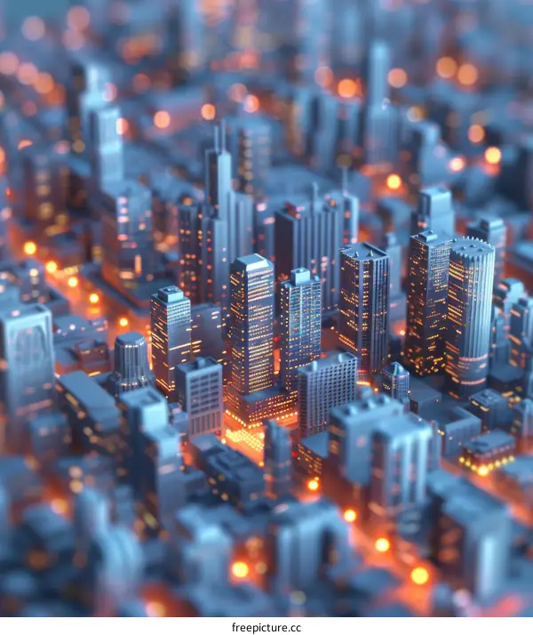 Orange Miniature City Model with Selective Focus