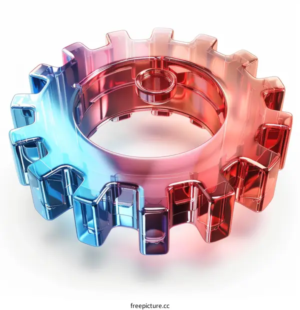 3D illustration of a blue and red gear