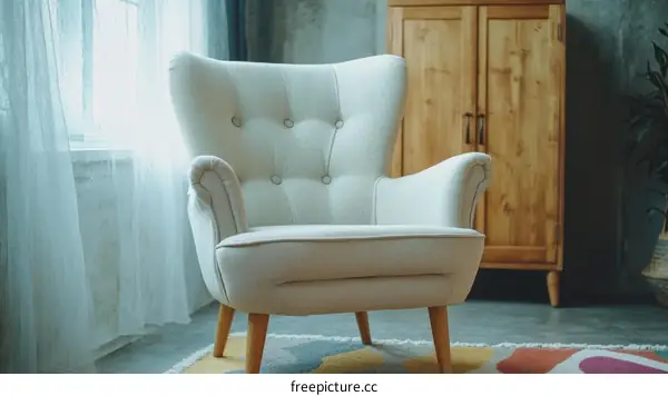 Modern Light Beige Armchair in a Stylish Room