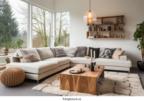 Bright and Airy Scandinavian Living Room With Large Windows