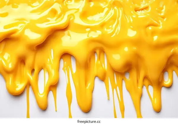 Abstract Yellow Liquid Drips and Splashes