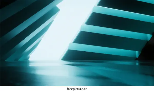 Abstract Geometric Shapes with Blue Tones in Modern Architecture