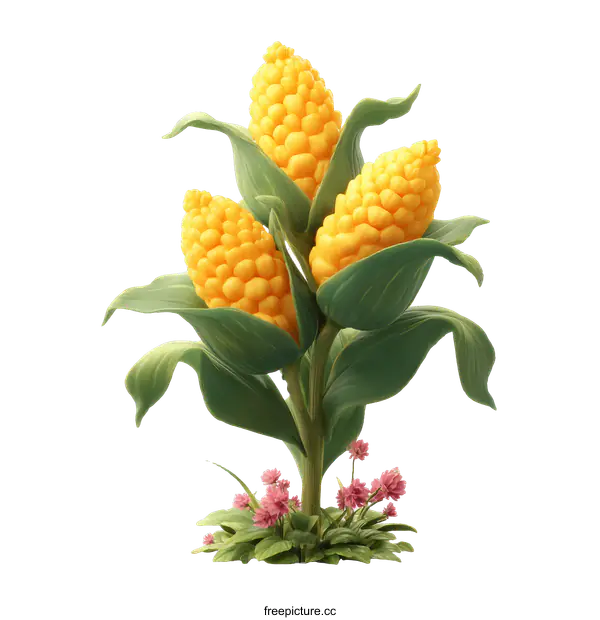 [Transparent Background PNG]Illustrative Image of Three Corn Cocks