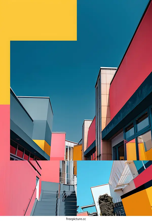 Colorful Architecture Building Design Abstract Minimalist
