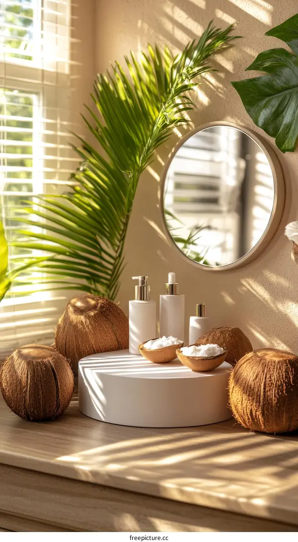 Coconut Spa Products Display in a Bright Interior