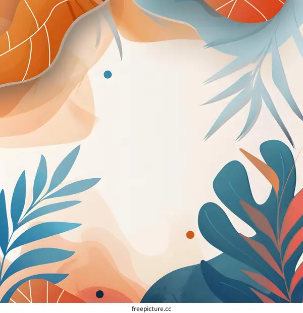 Abstract Tropical Leaves and Shapes Background