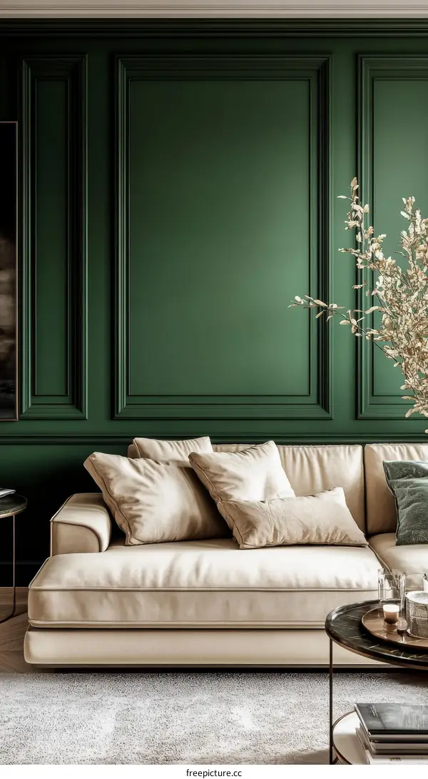 Modern Living Room with Green Walls