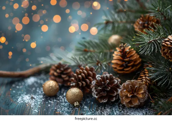 Christmas Decoration with Pine Cones and Fir Branches