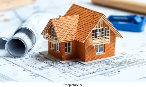 Model House on Architectural Drawings