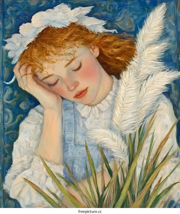 Sleeping Beauty with White Feathers