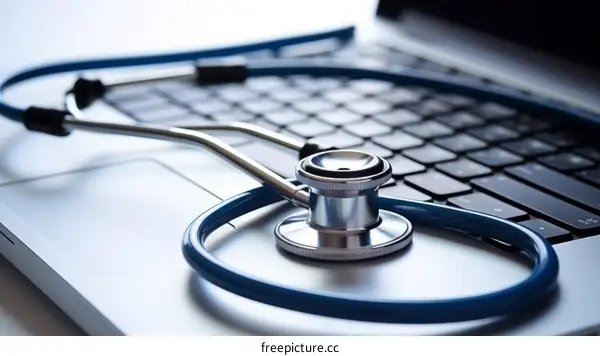 Stethoscope on Laptop Keyboard