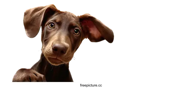 [Transparent Background PNG]Curious Chocolate Dog Puppy Close-Up