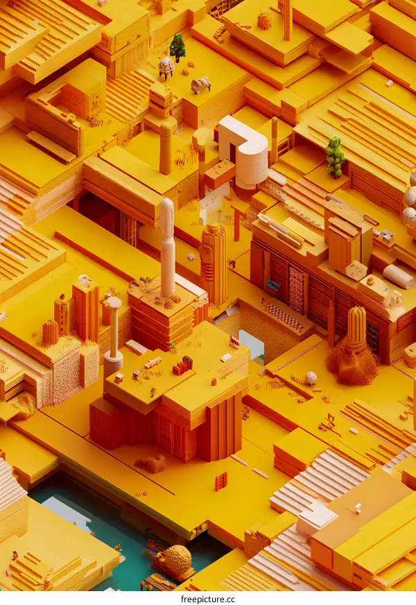 Abstract Cityscape Design with Yellow and Orange Colors