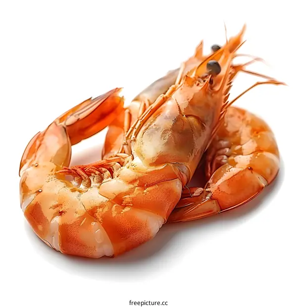 Freshwater prawn isolated on white background