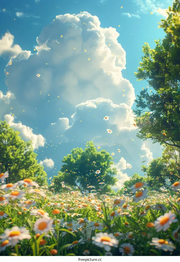 Daisies blooming in a valley