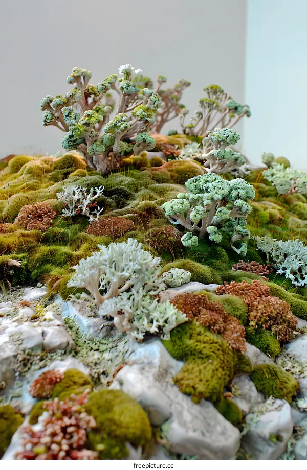 Green Moss Covered Landscape with Small Trees