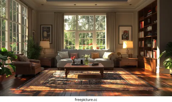 Elegant Living Room with Sunlight and Plants