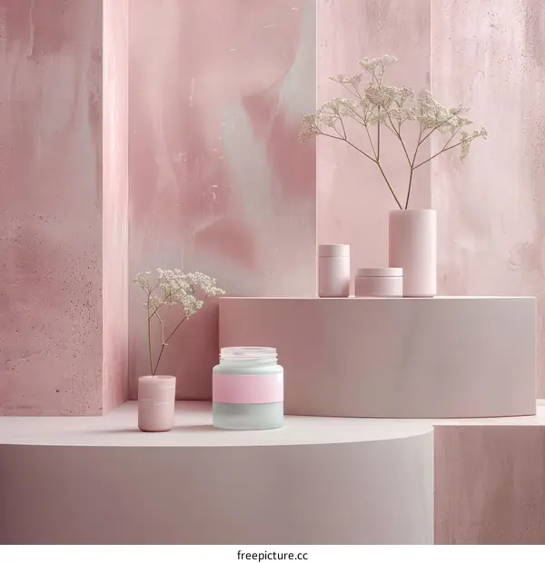 Minimalist Pink Cosmetic Flatlay