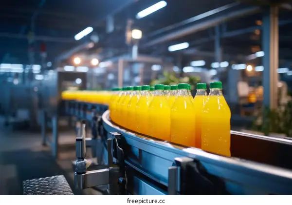 Juice Bottling Production Line in Factory