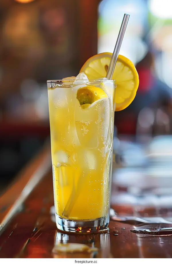Close Up of a Lemon Soda Drink in a Glass