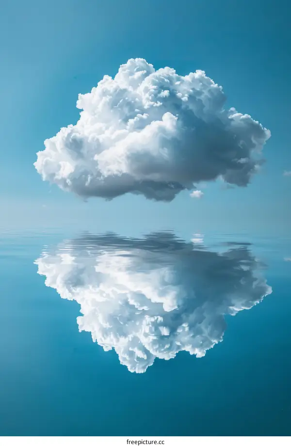 Serene White Cloud Above Tranquil Ocean