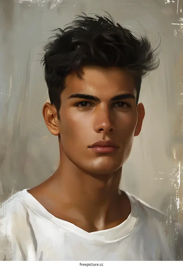 Portrait of a Man with Brown Skin