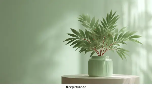 Elegant Green Plant Arrangement Studio Still Life