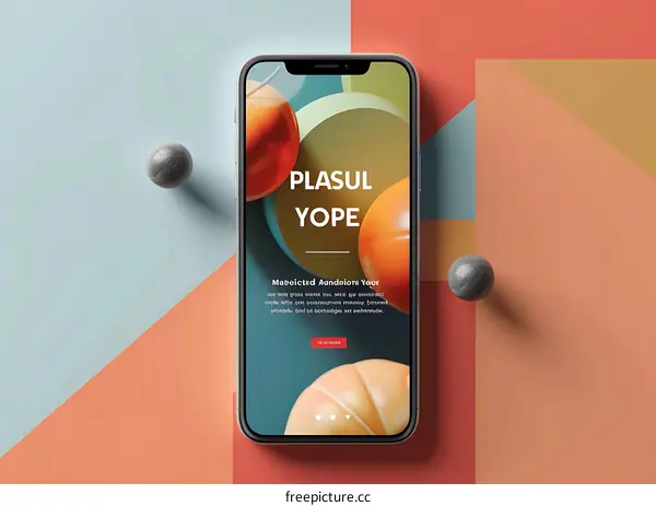 Colorful 3D Abstract Shapes Mobile App Mockup