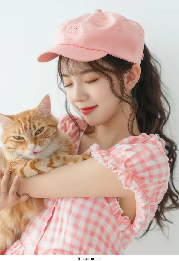 Asian Woman Having a Playful Time with Cat