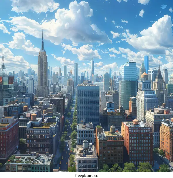 Cityscape of New York Skyline Illustration