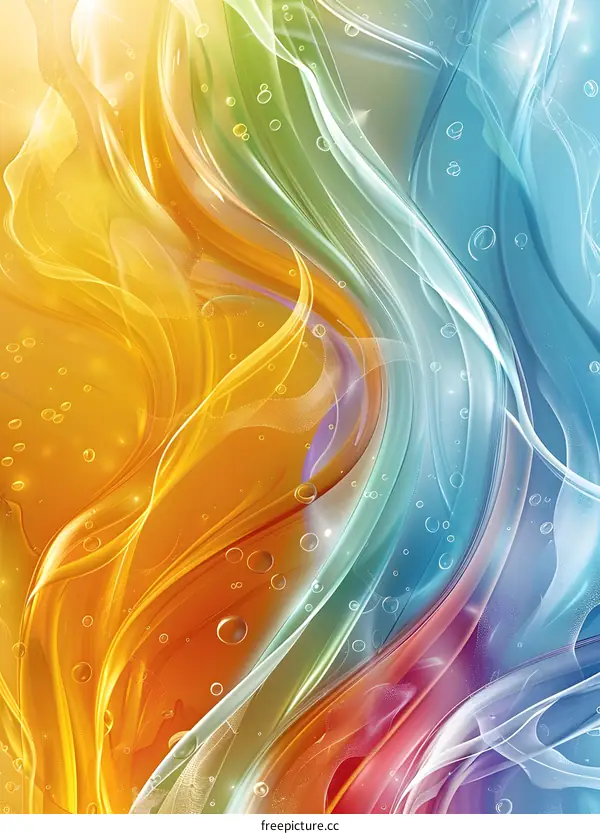 Abstract Colorful Wavy Background with Bubbles
