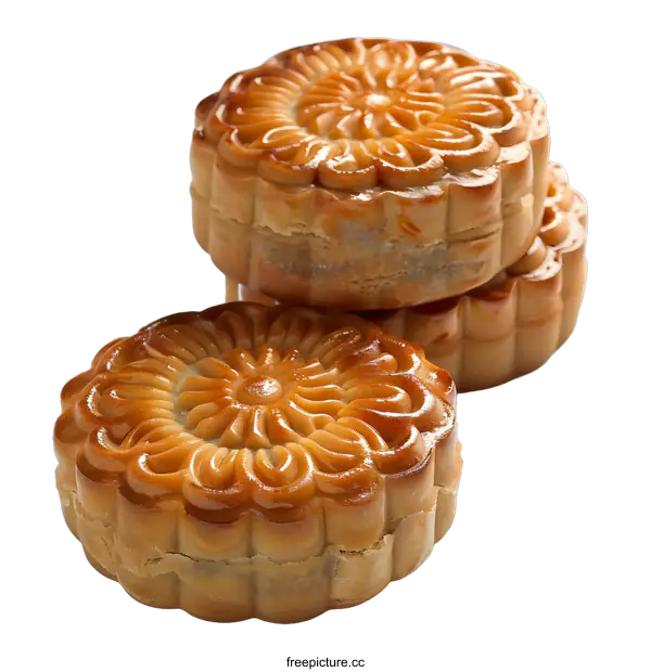 [Transparent Background PNG]Three Delicious Mooncakes